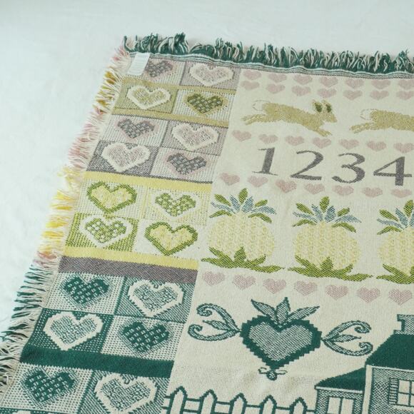 Vintage Cottagecore Throw Blanket Tapestry Granny Afghan Cute 90s Farmhouse - Picture 8 of 13